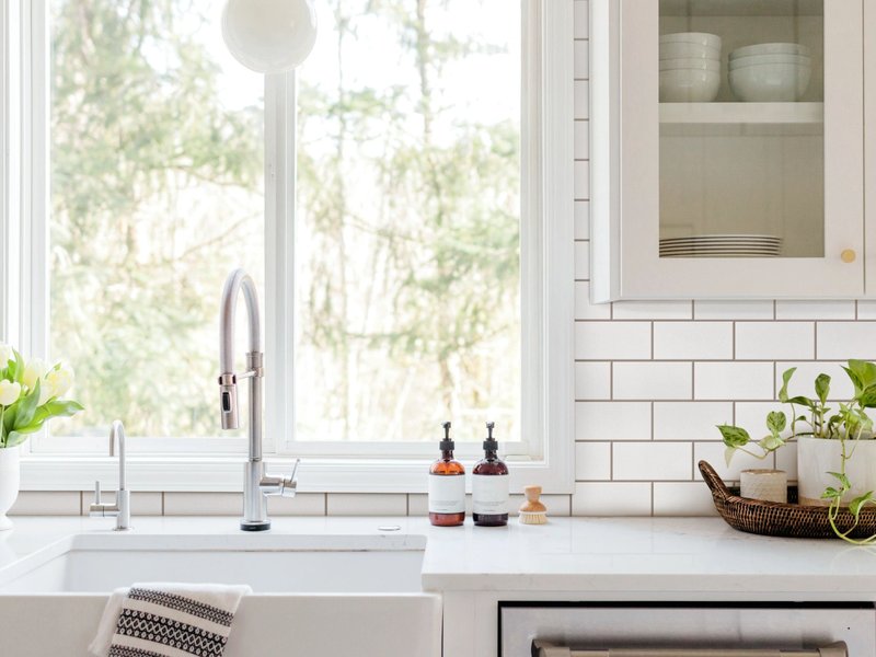 modern kitchen with countertop from Solutions in West Fargo