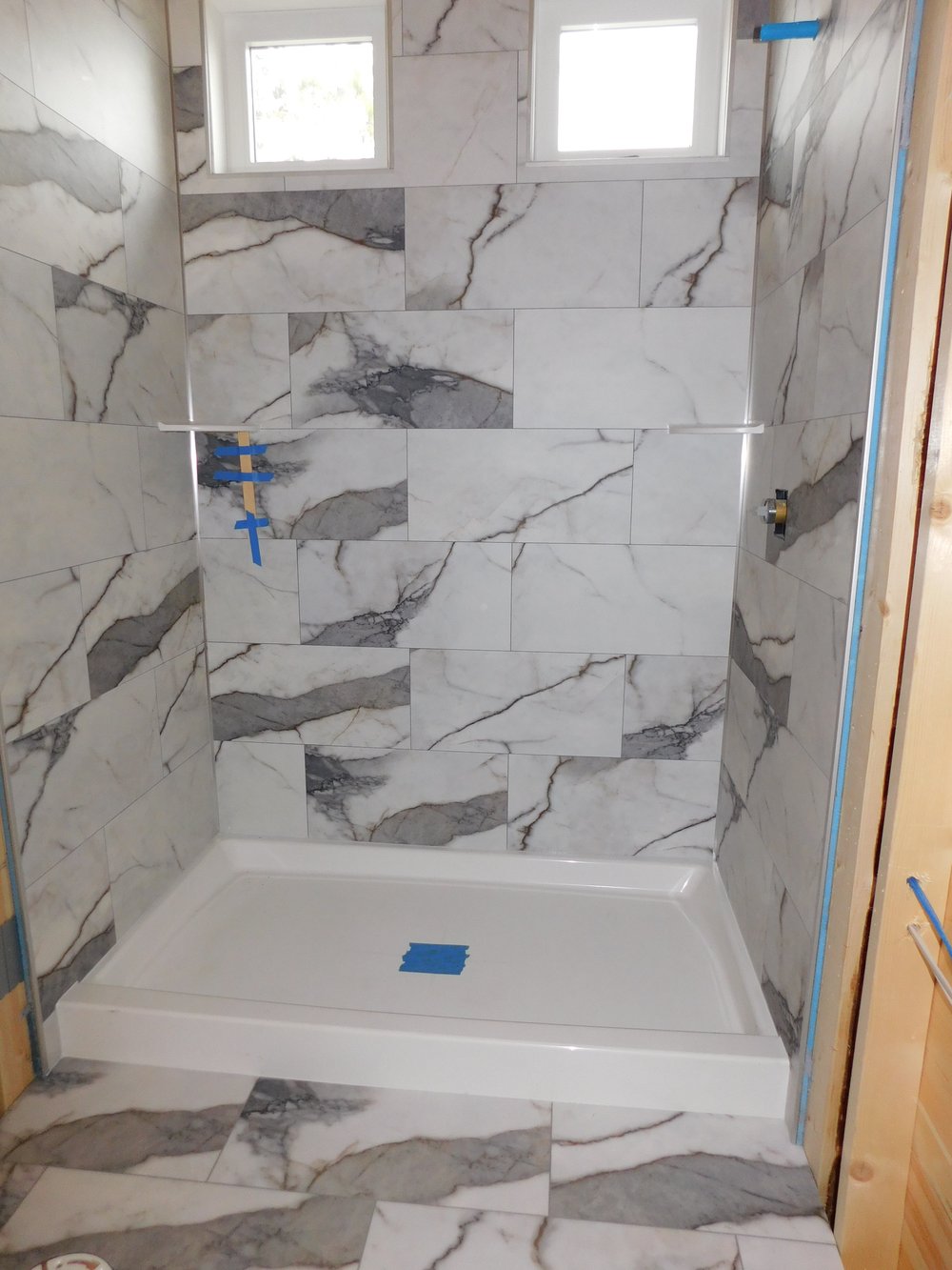 LVT Shower Walls with Fiberglass Base