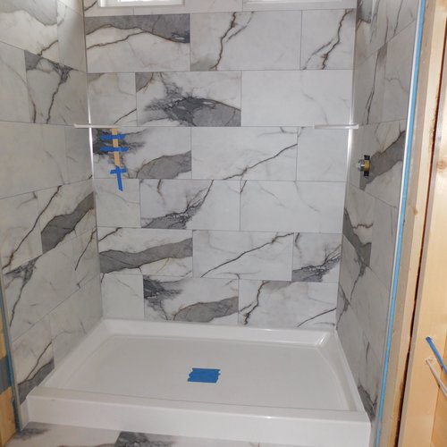 LVT Shower Walls with Fiberglass Base