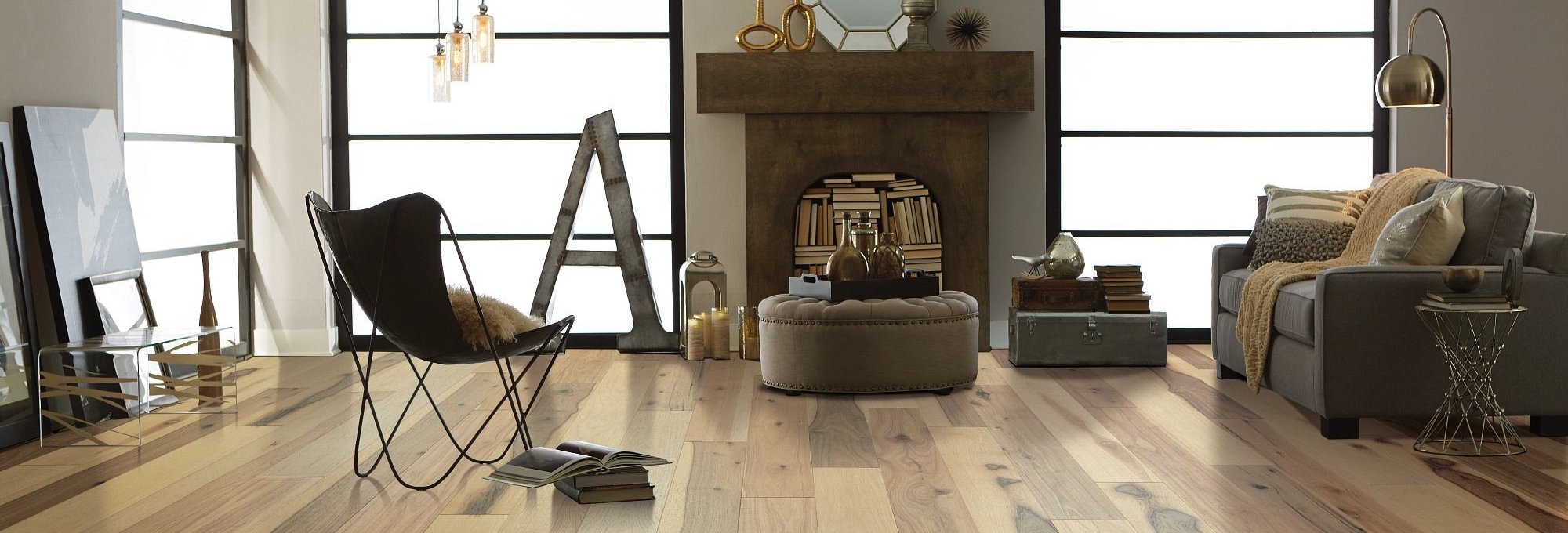 living room with hardwood floor from Solutions in West Fargo